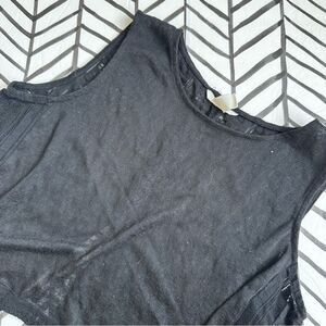 H&M Size L Black Lace Back Tie Sheer Tank Top